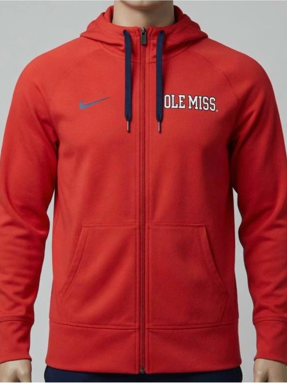 Nike Therma-FIT Red Ole Miss Rebels Full-Zip Windbreaker Hoodie Size Medium
